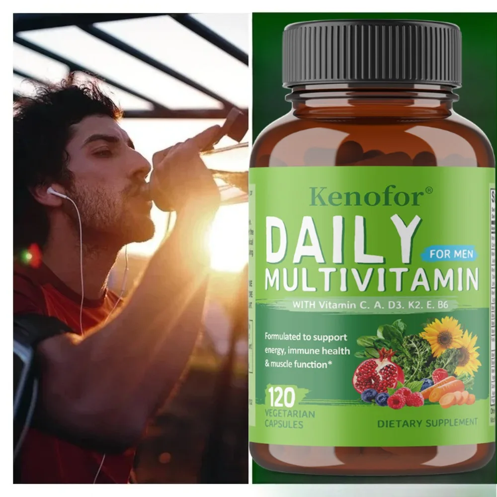

Daily Multivitamin for Men, with Vitamins C, A, D3, K2, E, and B6, Support Energy, Immune Health, and Muscle Function
