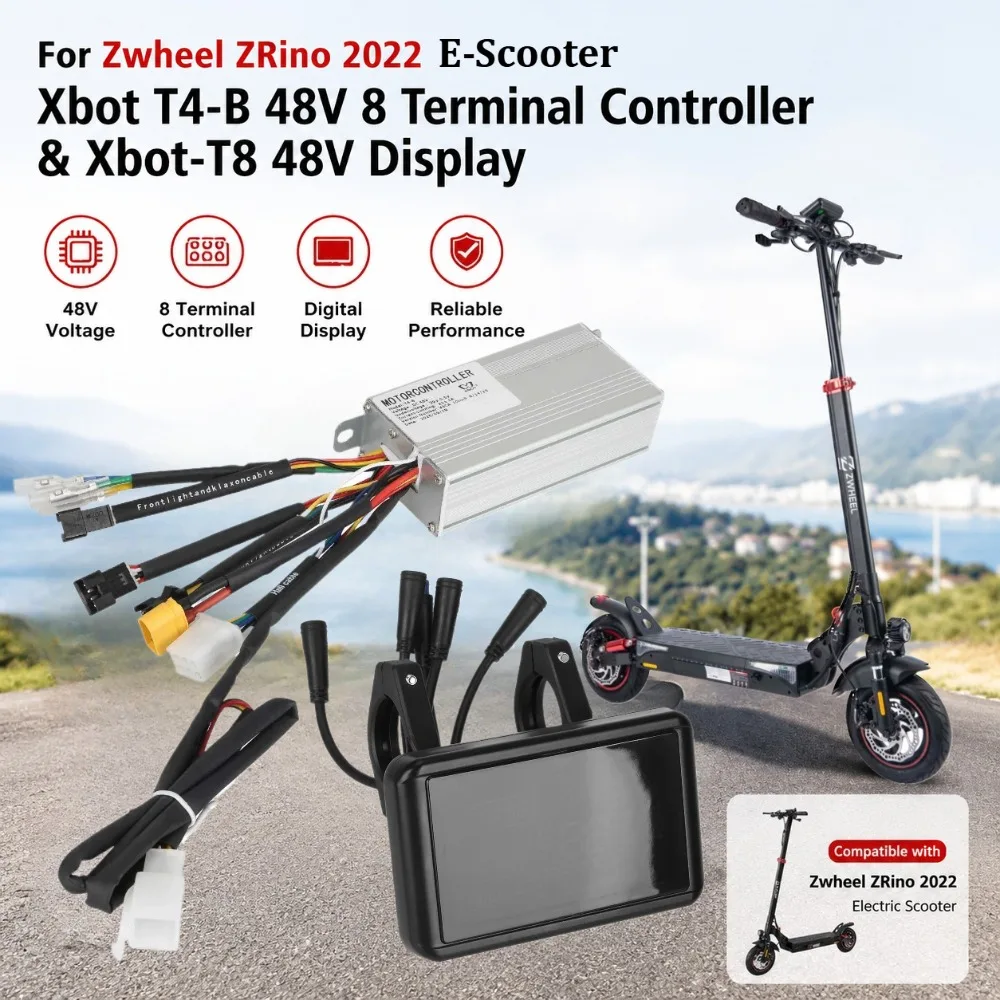 Xbot T4-B 48V 8 Terminal Controller Motherboard & Xbot-T8 Digital Display Instrument Accessories for Zwheel ZRino 2022 E-Scooter