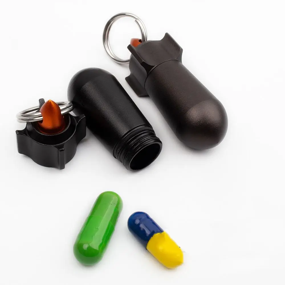 

Travel Portable Capsule Vitamin Tablet Container Outdoor Keychain Holder Pill Storage Box Pill Bottle Aluminum Pill Case
