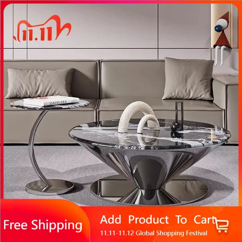 

Round Metal Coffee Table Save Space Decoration Fashion Interior Beauty Side Table Decoration Mesas Bajas Postmodern Furniture