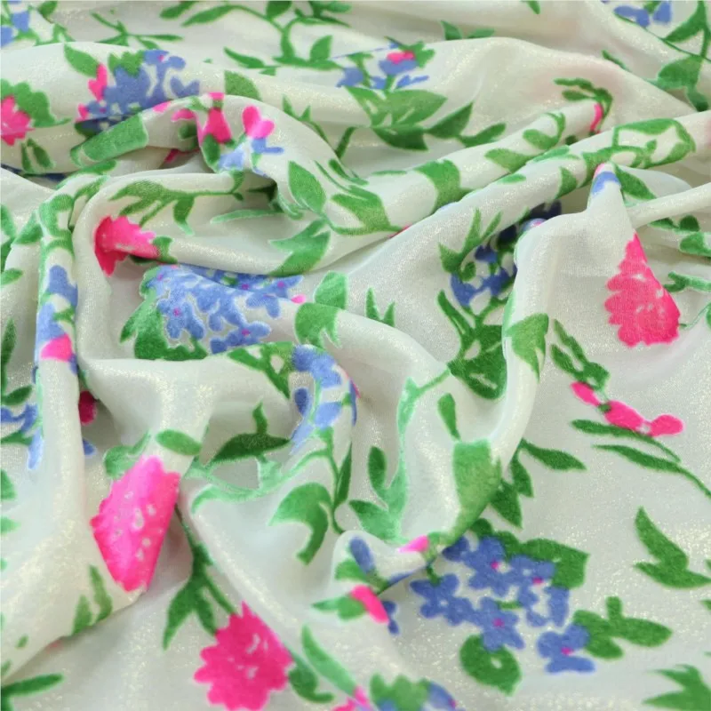 

Silk georgetted gold printed velvet fabric is used as the for cheongsam dresses