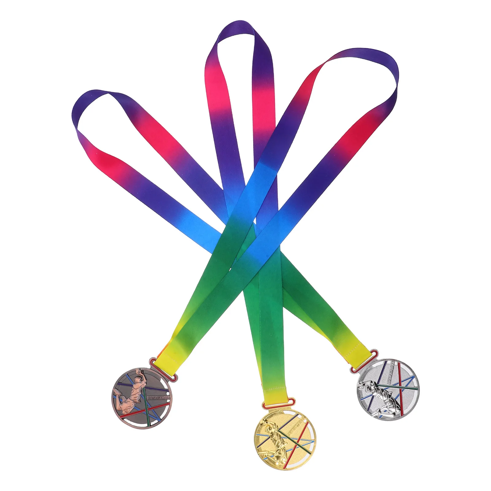 

3Pcs Basketball Medals for Kids Engraved Metal Gold Silver Bronze Sports Day Award Prizes Competition Medal Themed Medal Set