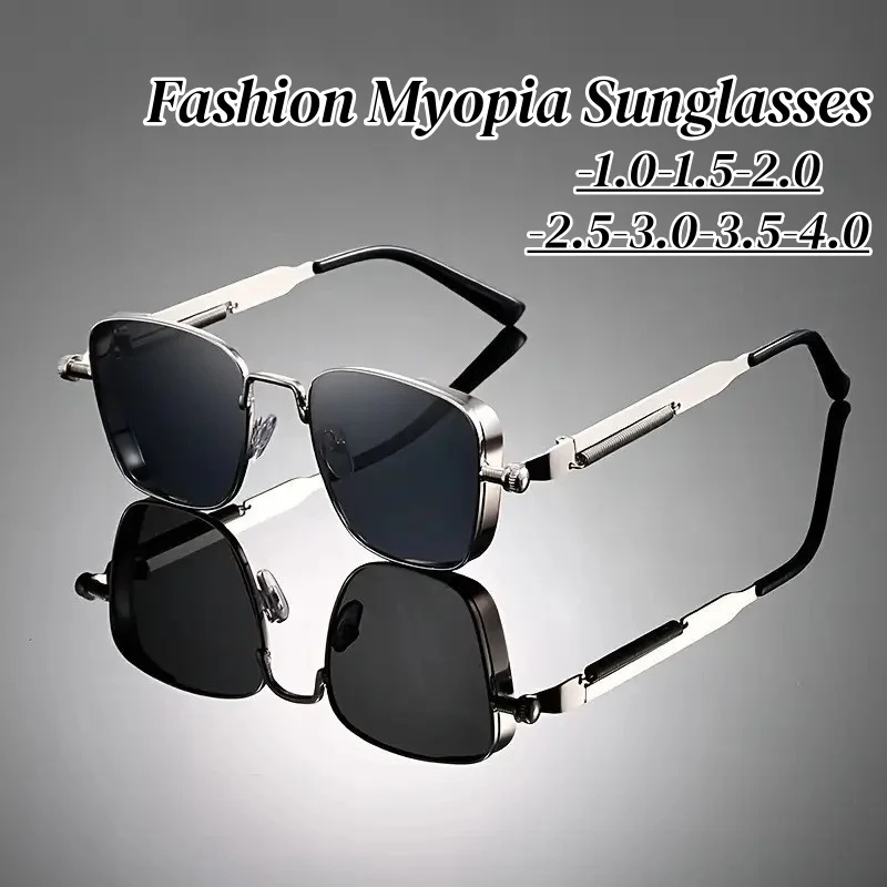 

Fashion Metal Frame Myopia Sunglasses for Men Women Retro Outdoor UV400 Polarized Eyeglasses Minus Diopters Eyeglasses