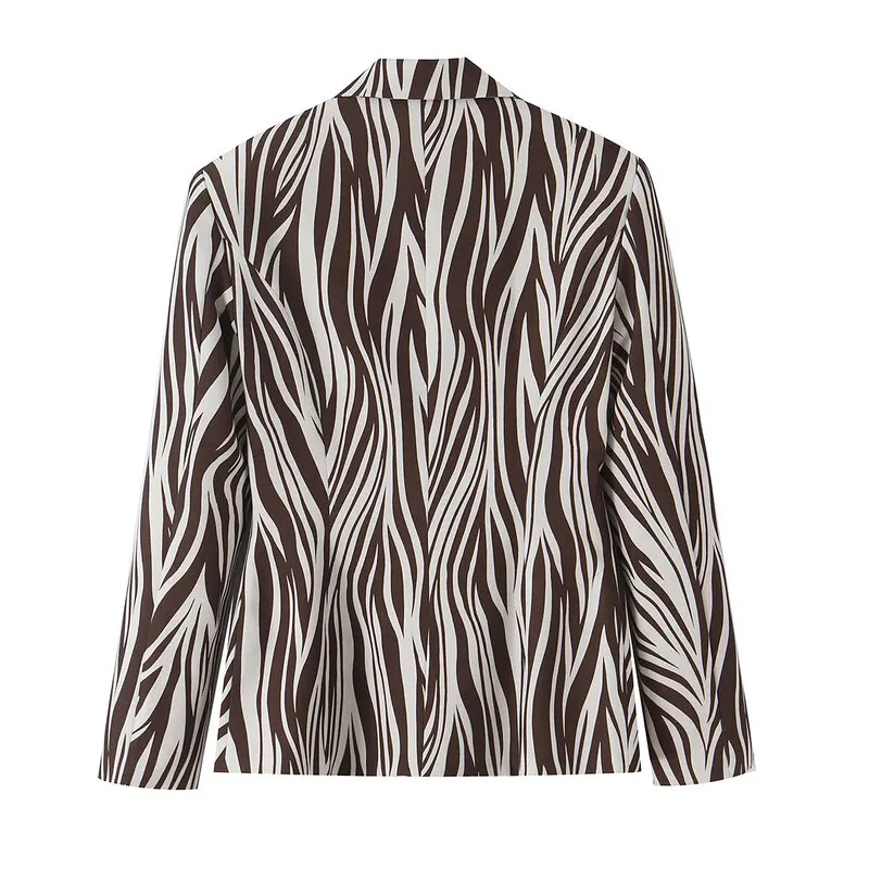 2026 Autumn New Women's Fashion Brown Zebra One Button Suit Jacket Versatile Commute Style Short Outerwear Ladies' Premium