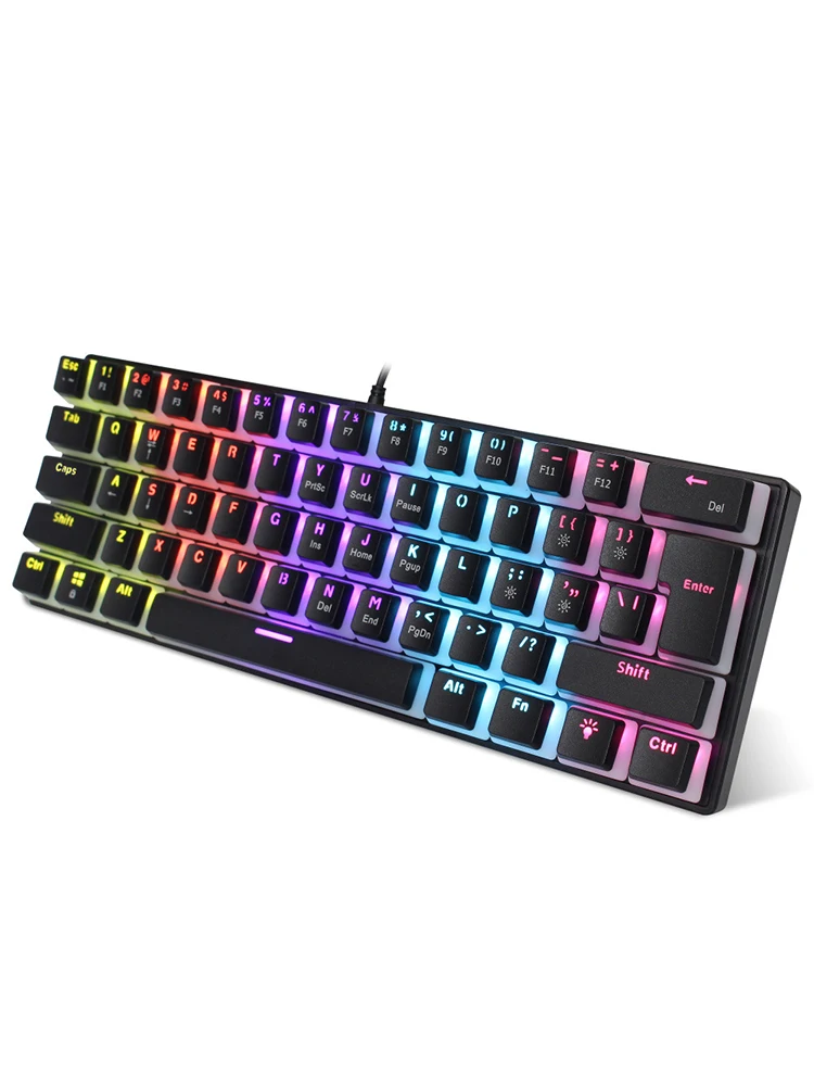 

61 Keys Wired Mechanical Keyboard Blue Switch Two-color Injection Pudding Key Cap RGB Backlight For Game Office Home