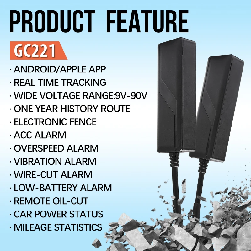Rastreador GPS para coche GC221, localizador GPS de alarma para coche, rastreador GPS para motocicleta, rastreador GPS para vehículo automático, MINI GPS para MOTO