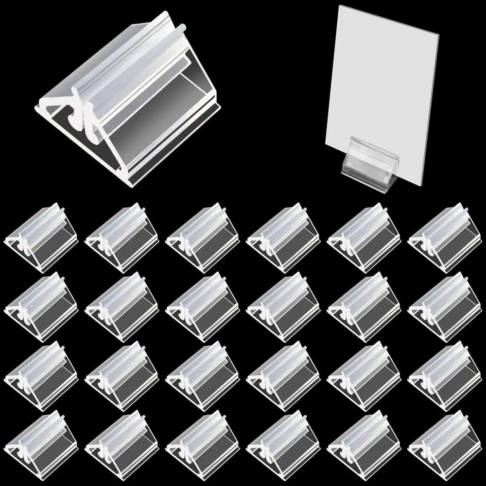 24pcs Portable Acrylic Card Holder Multi-functional Transparent Board Markers Holder Durable Card Display Stands Home Office