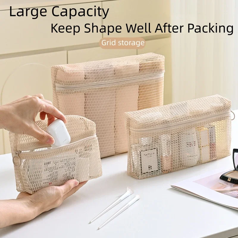 1pcs skin care finishing storage bag grid cosmetic bag portable travel storage bag large space transparent storage bag
