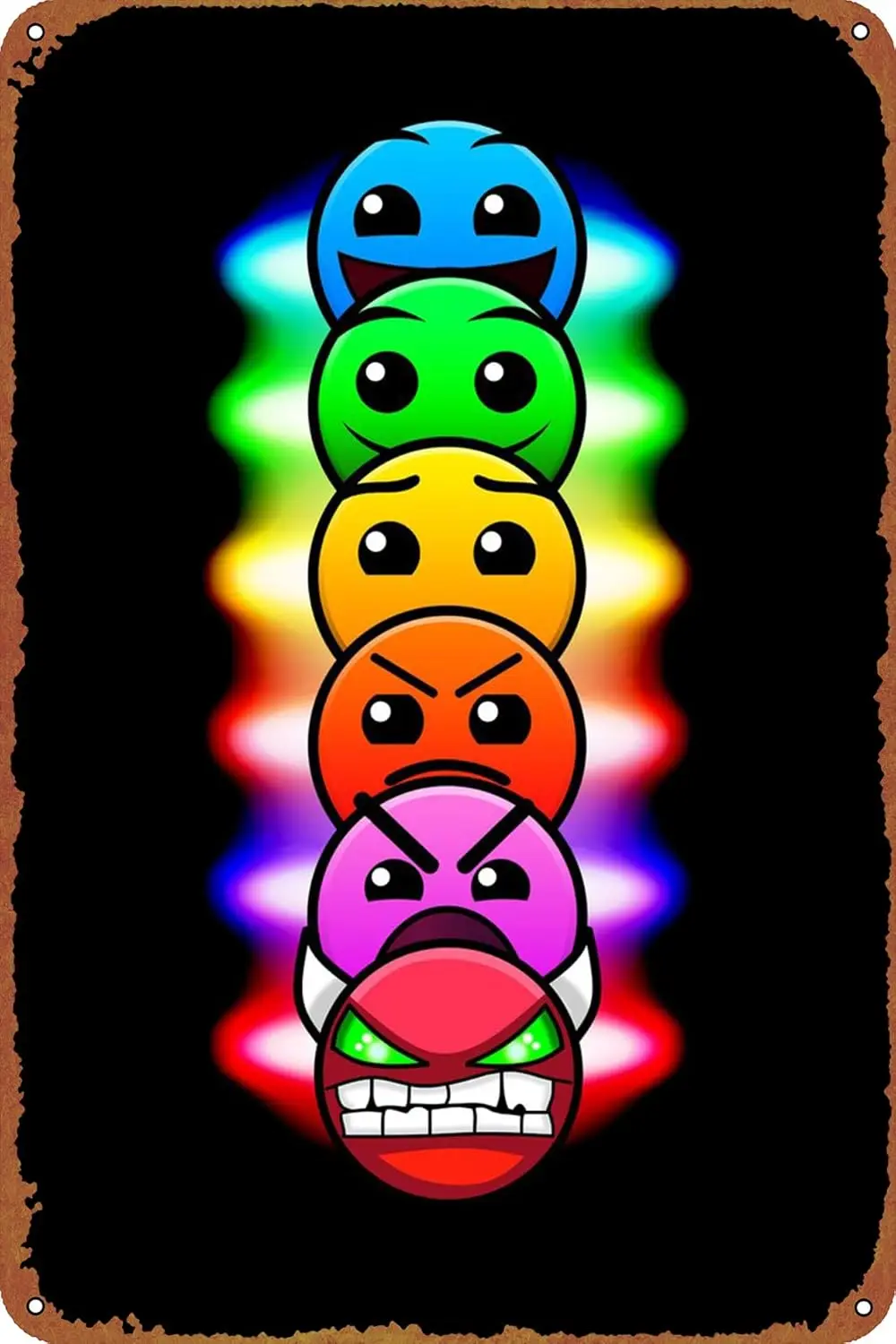 Geometry Dash Difficulty Faces poster Game Poster Metal Plaque Tin Sign,Vintage Metal Pub Club Cafe bar Home Wall Art Decoratio