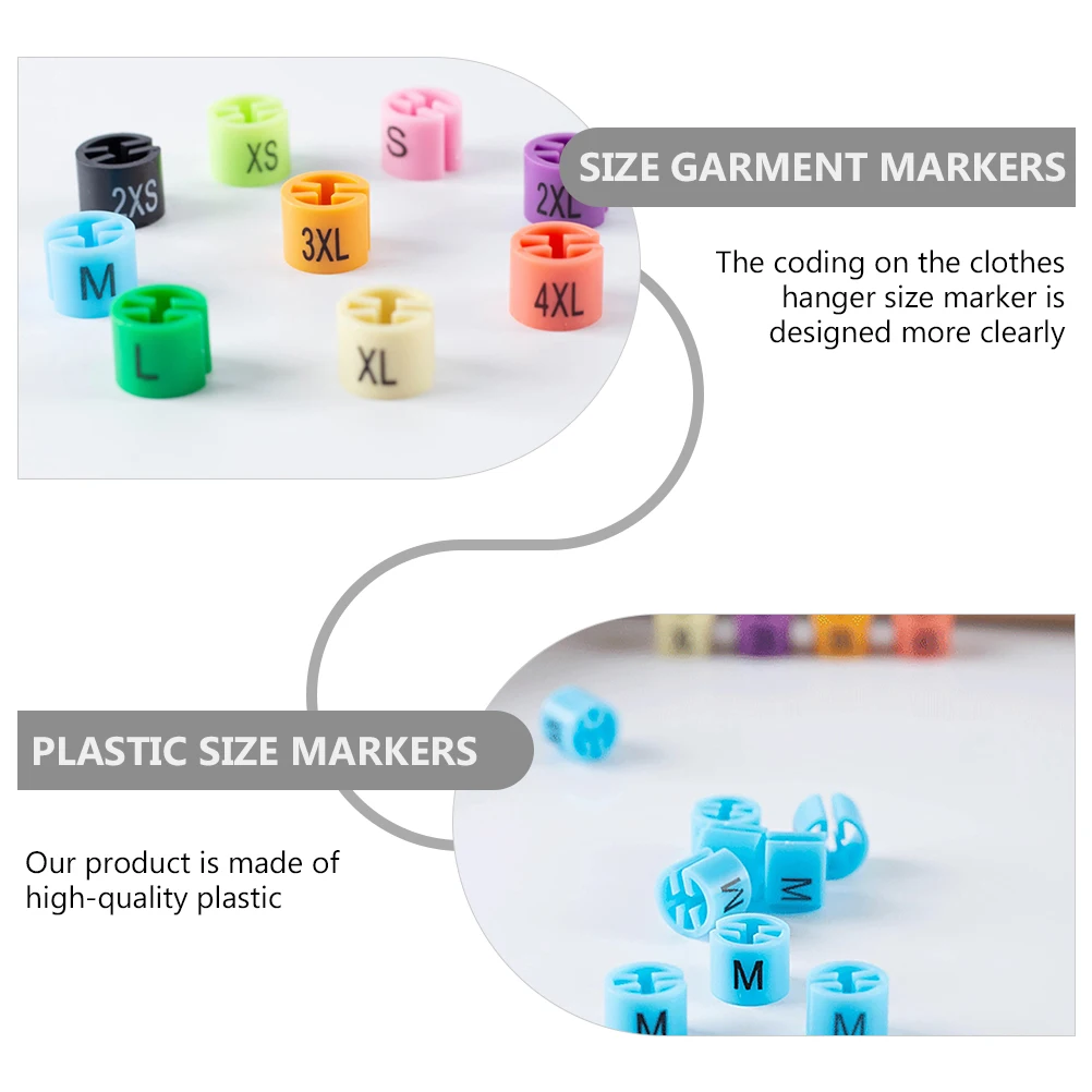 

90pcs Size Clip Clothes Hanger Tags Marker Plastic Garment Pants Color Coding XXS 4XL Assortment Kit Store Rack