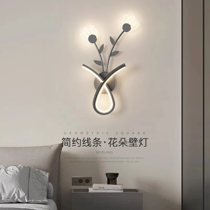 

Modern LED Wall Lamp Bedroom Decoration Indoor Fixture Living Minimalist Lines Black Light Sconces Stair Hallway Wall Lights