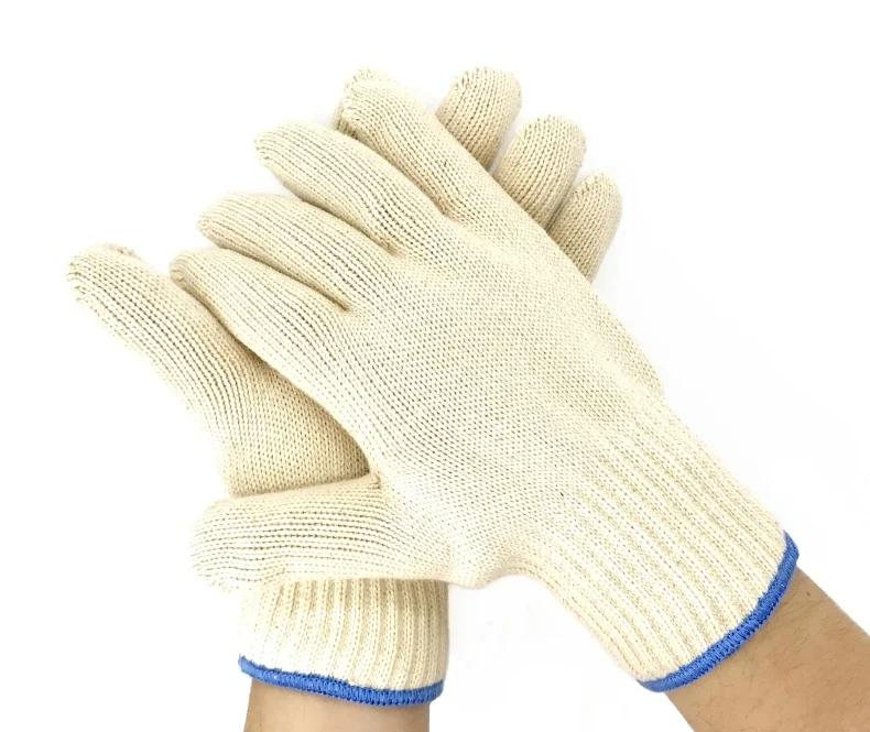 High Quality Thicken Double Cotton 500 Celsius Super Heat Resistant Anti Burn Heatproof Gloves Oven Kitchen White