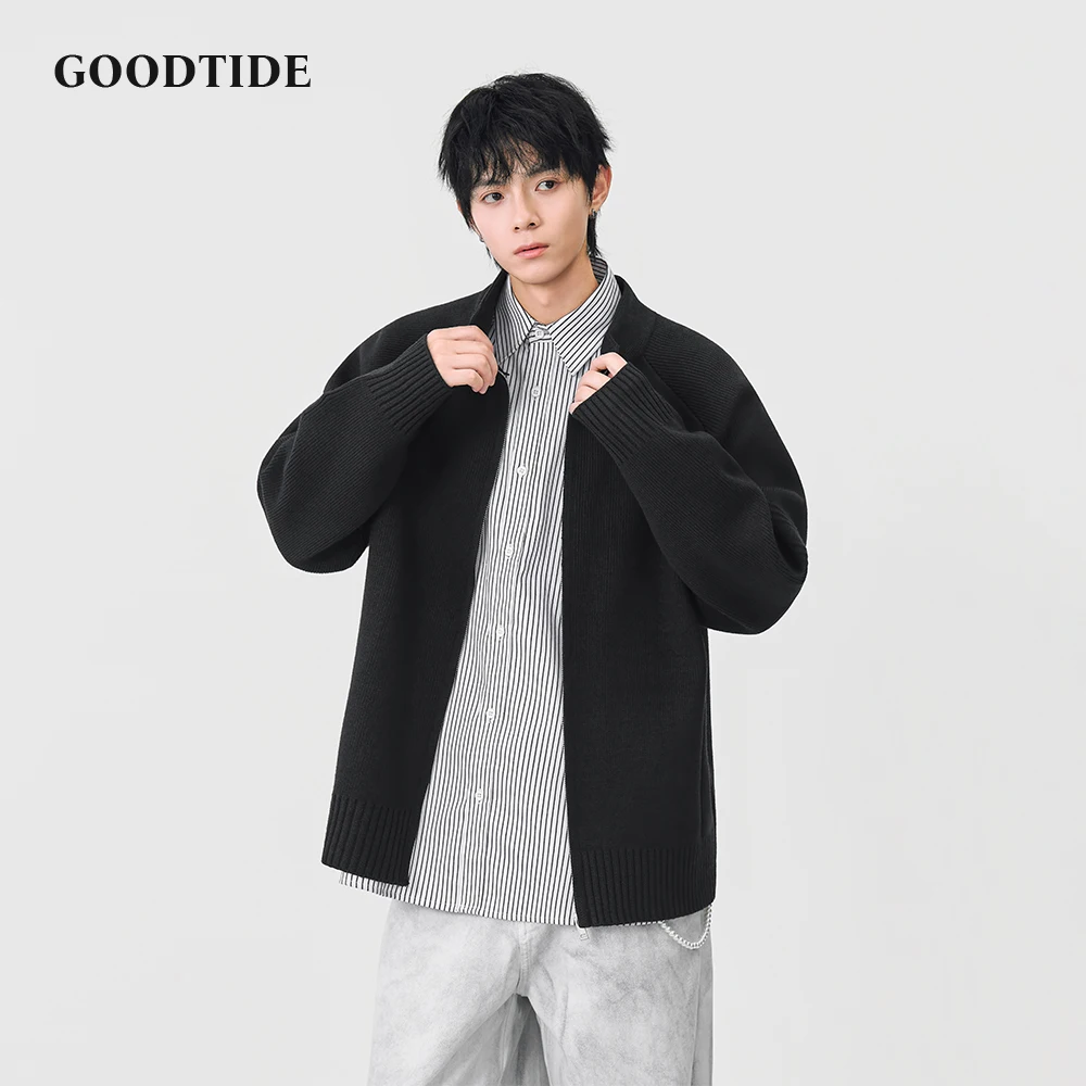 

Fashion Men's Casual Open Front Cardigan 2025 Winter New Ribbed Knitted Jacket Comfortable Soft Long Sleeve Outerwear Top