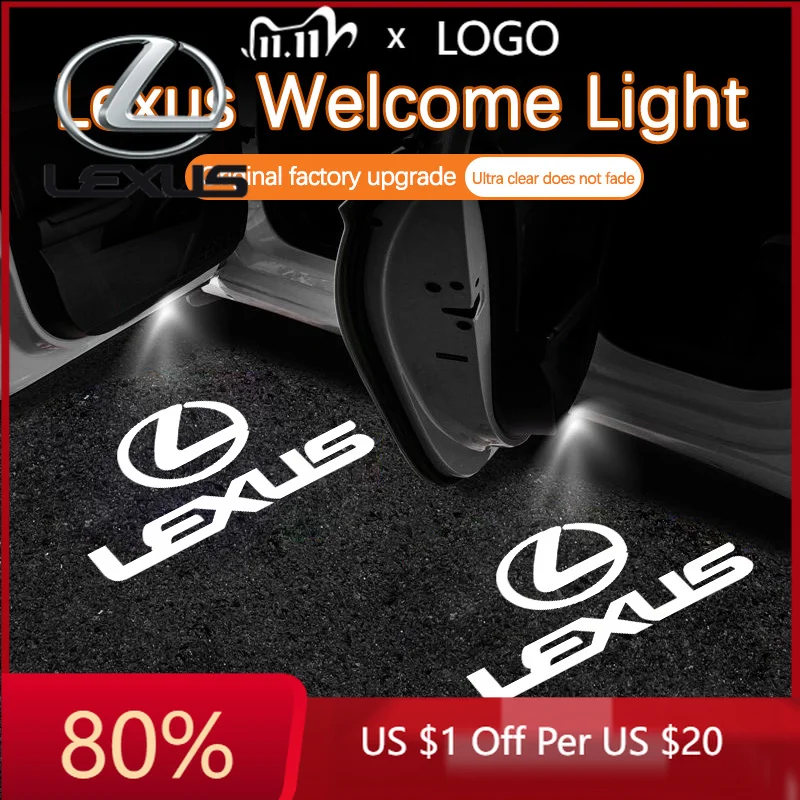 

Новые HD LED проекторы-наклейки для внутреннего освещения дверей автомобиля (приветственные огни) для Lexus ES ES250 ES300 ES350 RX RX300 GX UX (модель 2026 года)