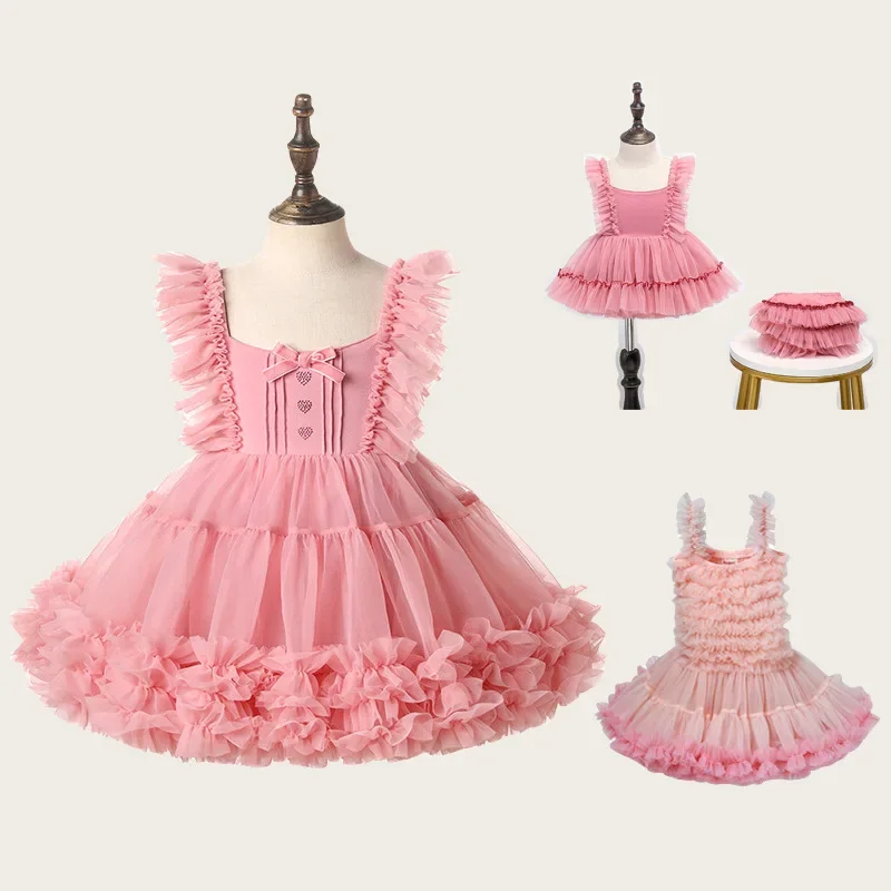 

NEW Baby Girl Princess Butterfly Tutu Dress Puff Sleeve Child Tulle Vestido Pageant Party Birthday kids Clothes