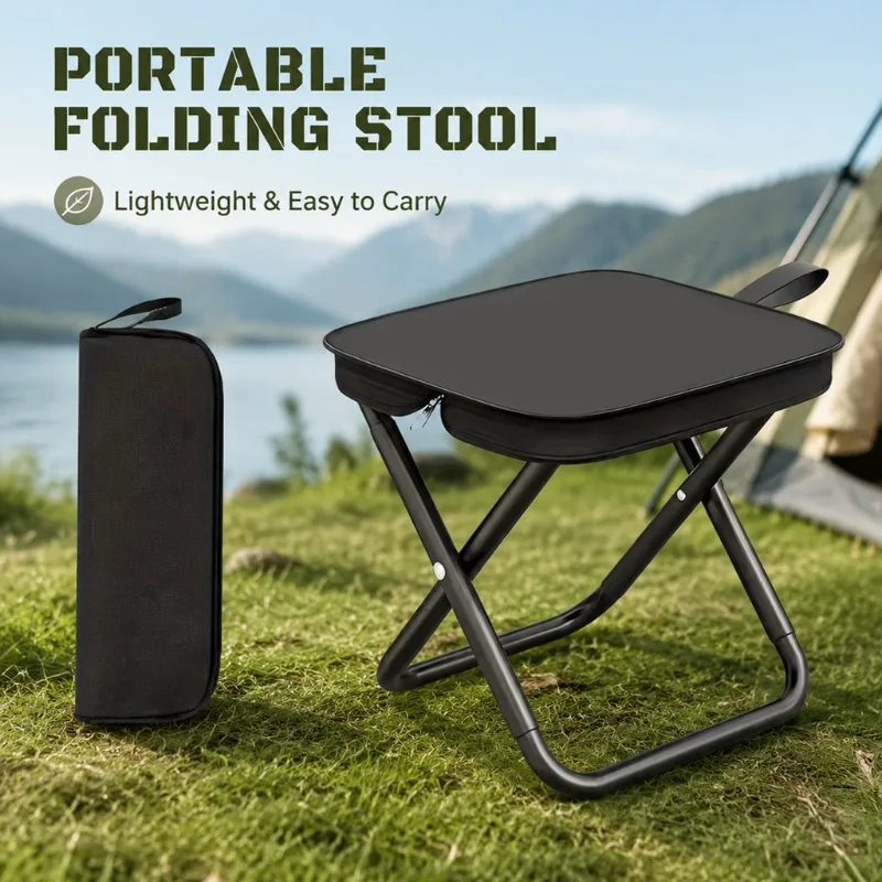 Portable Folding Camping Stool Lightweight Foldable Chair with Carry Bag for Beach Fishing Hiking Outdoor Travel Backpacking