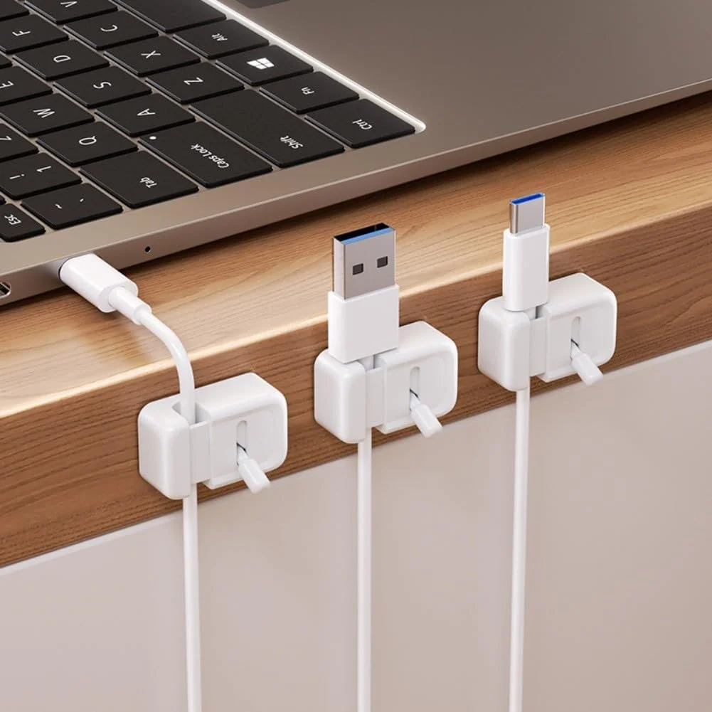 Lever Switch Cable Organizer, Nail-Free Desktop Wire Manager for Cables Under 6mm, Space-Saving Cord Holder for Home and Office