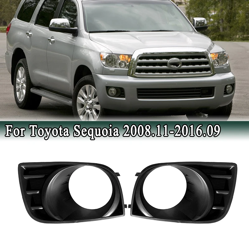 

For Toyota Sequoia 2008-2016 Front Bumper Fog Light Grille Cover Bezel Driving Fog Lamp Frame Black Ring 814820C021, 814810C021