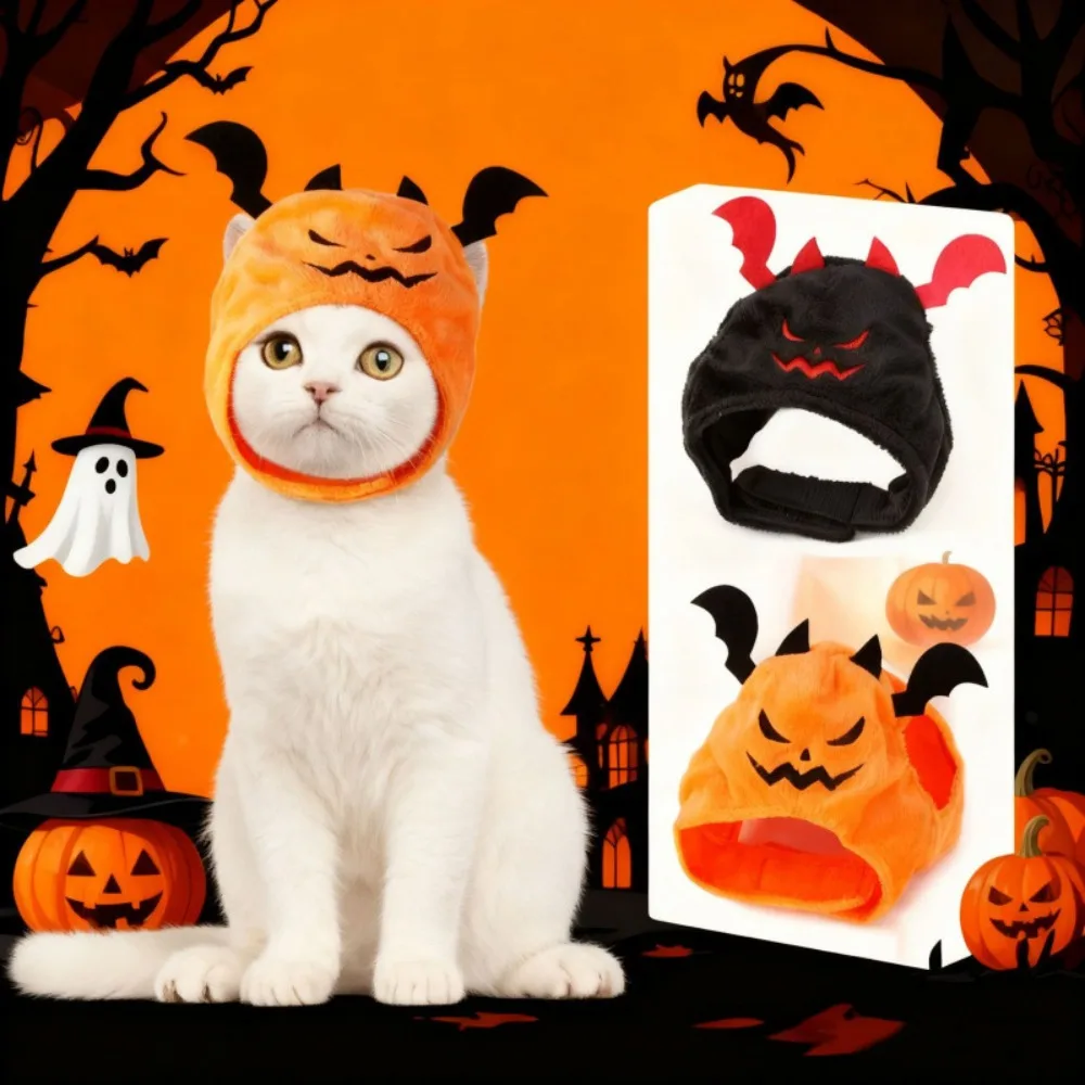 Pet Halloween Dog Cat Costume Dog Cat Costumes for Small Dogs Cosplay Bat Pumpkin Headgear Hat Cat Headgear Pet Supplies