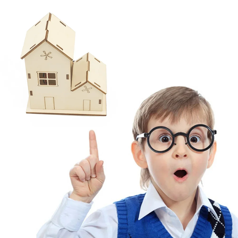Puzzle in legno fai-da-te Casa luminosa colorata Tecnologia STEM Giocattolo scientifico Kit di strumenti sperimentali Apprendimento educativo per bambini Sussidio didattico