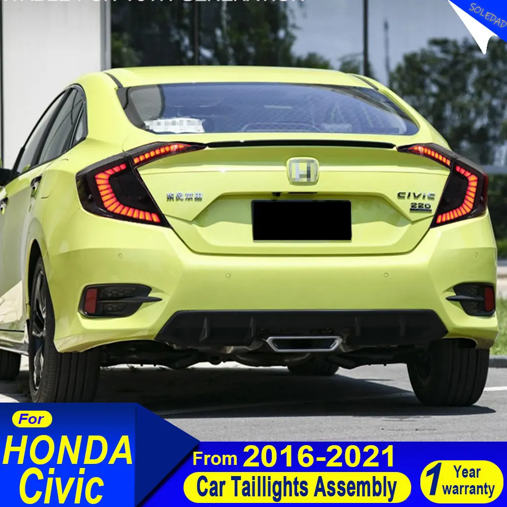 For Honda Civic Tail Lights 2016 2017 2018 2019 2020 2021 2022 LED Tail Light Rear DRL Dynamic Turn Signal Reverse Car Tail Lamp