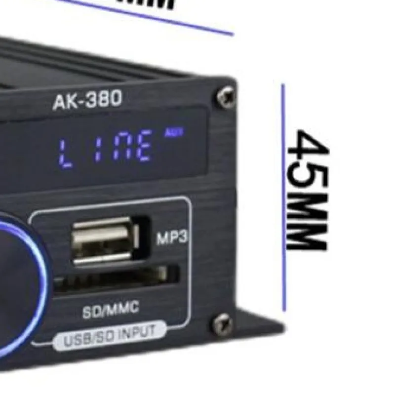 

AK380 Bluetooth-Compatible Amplifier 2 Channel Home Theater Amplifier HIFI Bass 40W+40W Music Player Karaoke for Home Car
