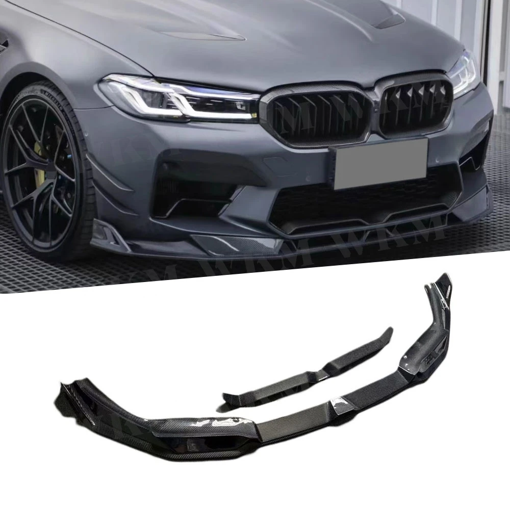 

Для BMW 5 серии F90 M5 LCI 2021 + комплект передней губы из углеродного волокна, высококачественный передний разделитель губ из углеродного волокна
