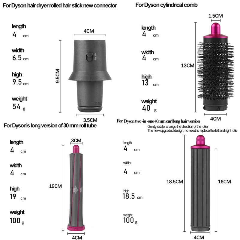 For Dyson Hair Dryers Adapters Long Curling Barrels Airwrap Accessories Hair Curling Barrels Shape Curling Hair Tool Accessories