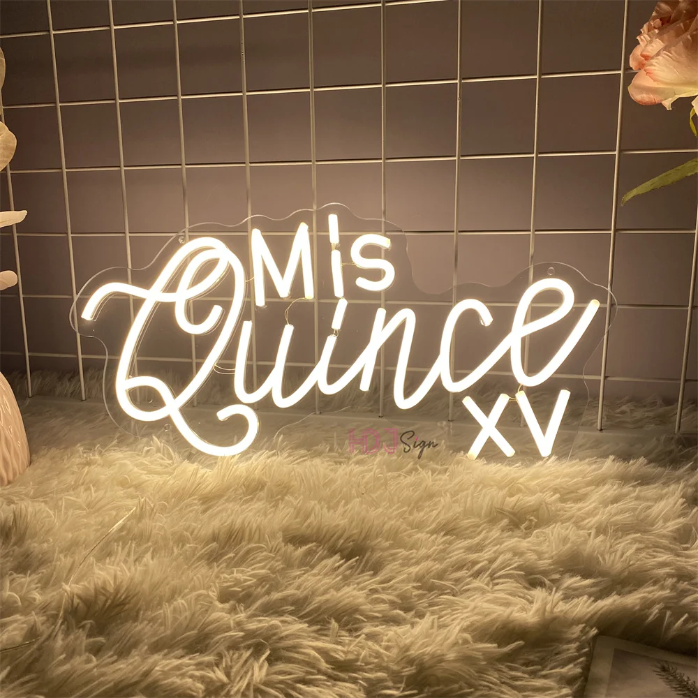 Neon Led Sign Mis Quince XV Spanish Birthday Room Party Decor Custom Neon Sign Wall Hanging LED Night Lights Birthday Decoration