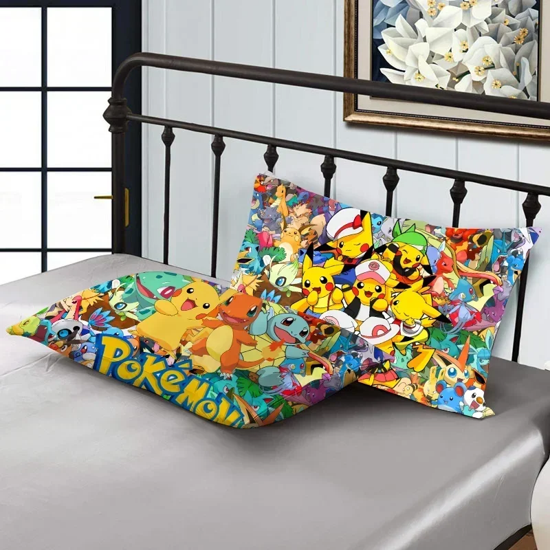 Pokemon Pikachu Plush Cushion Cover Pillowcase Decoration Rectangle 60x40cm Anime Pillowslip Cover Car for Bed Room Decor Gifts