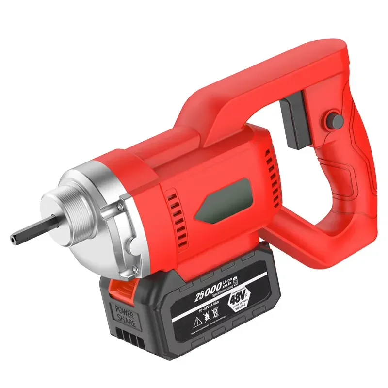 48V Cordless Concrete Vibrator Brushless Motor Portable Handheld Electric Poker for Cement Compaction 6000RPM Lithium Battery