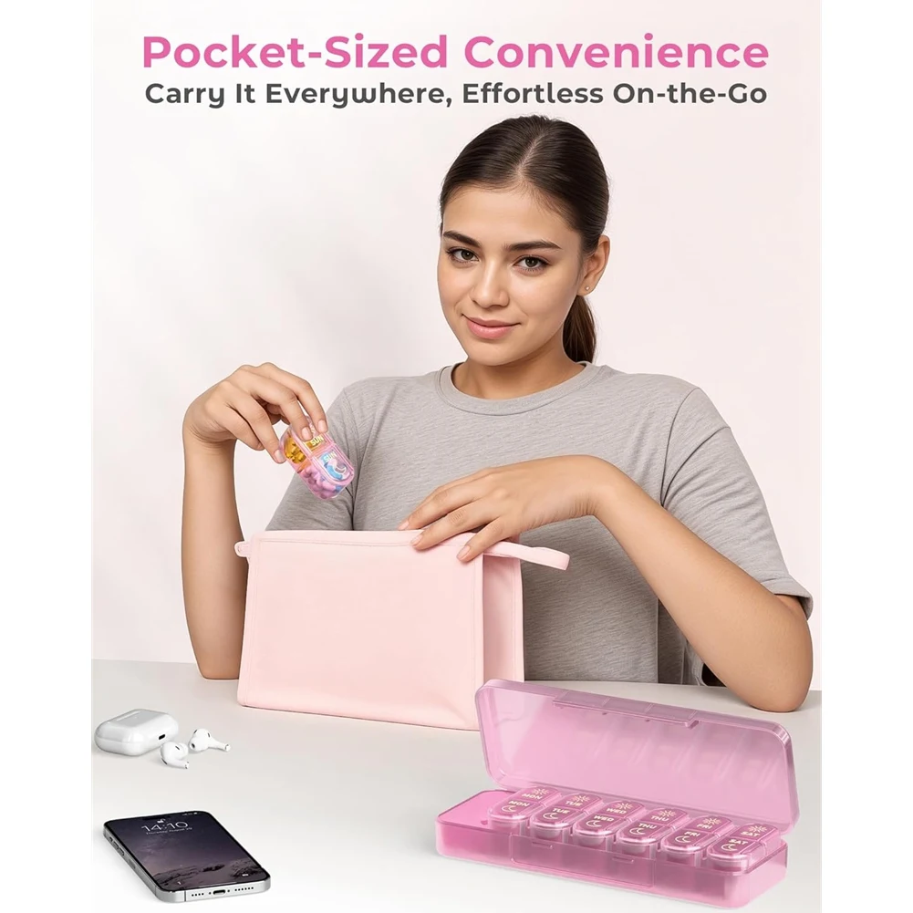 618 Mega Sale 1 Pc AM PM Pill Organizer 7 Day - Weekly Pill Box for Medication, Vitamins, Supplements