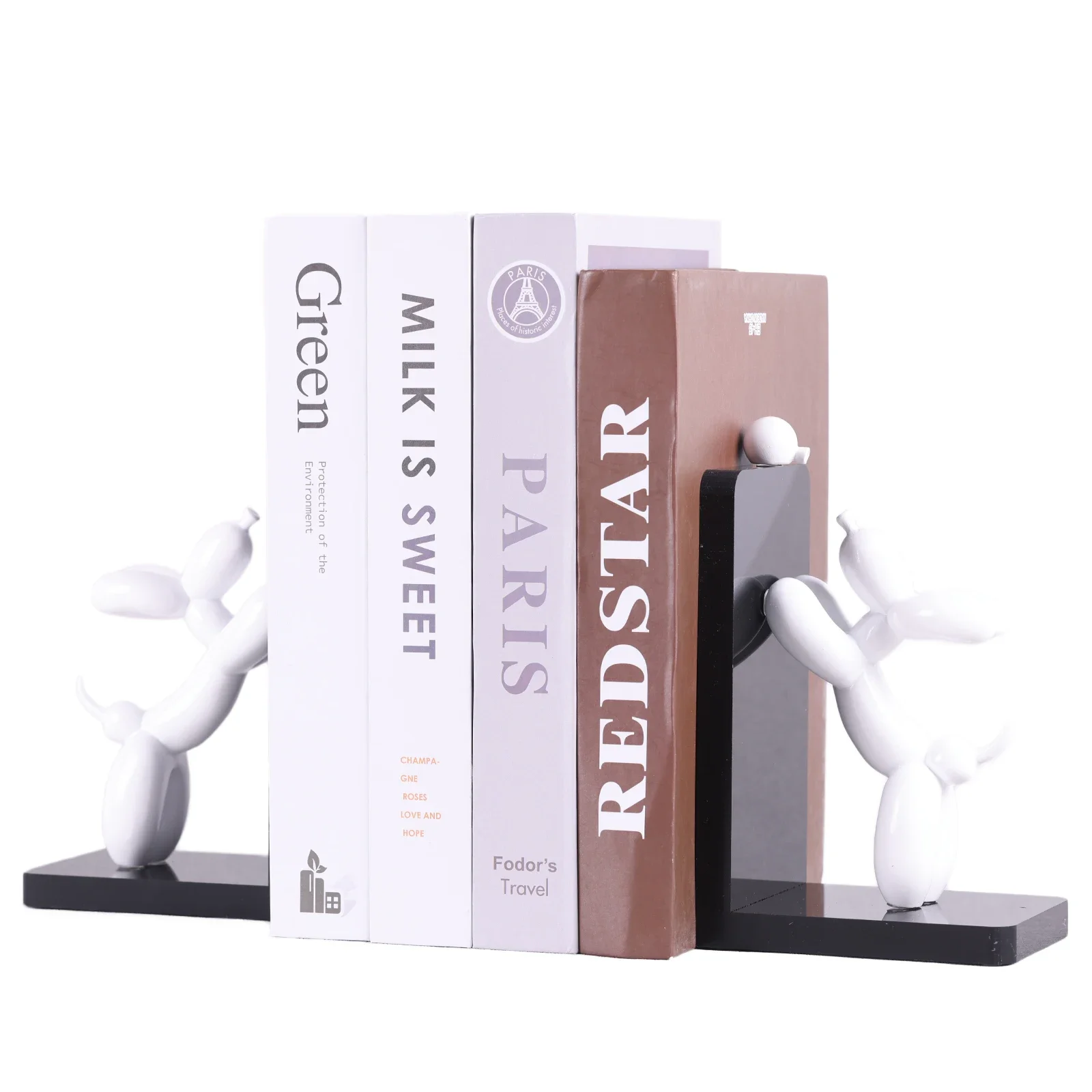 Resin Balloon Dog Book Ends Home Decor Modern Dog Stature Bookends Shelves Hold Books Heavy Duty Book Holder Stopper for Shelf