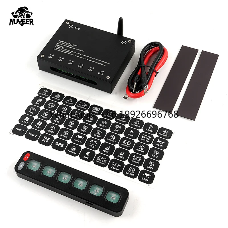 Portable Removable 12V Universal 6Gang Wireless Marine Car Switch Panel With USB Charger 20M Wireless Control