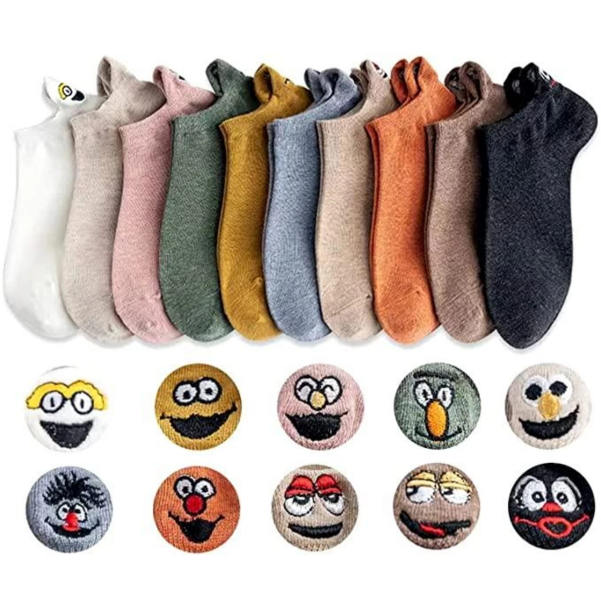 10 Pairs Women Cute Socks Cotton Kawaii Embroidered Funny Low Cut Socks for Women Girls Ankle Socks Harajuku Girls School Gifts