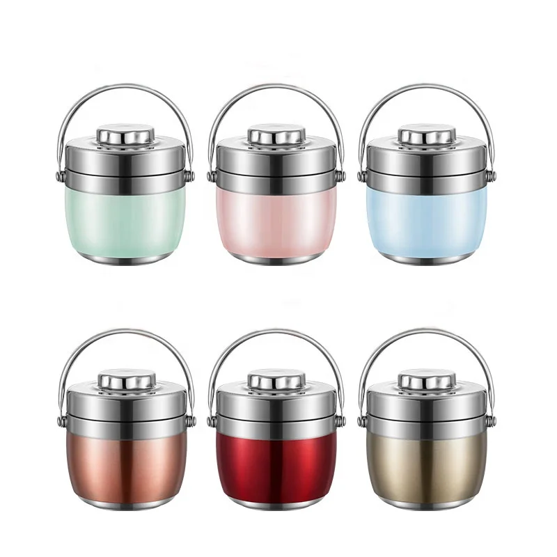 Wholesale High Quality Partition Keep Hot 24 Hours Thermos Camping  Tiffin Lunch Box With Handle