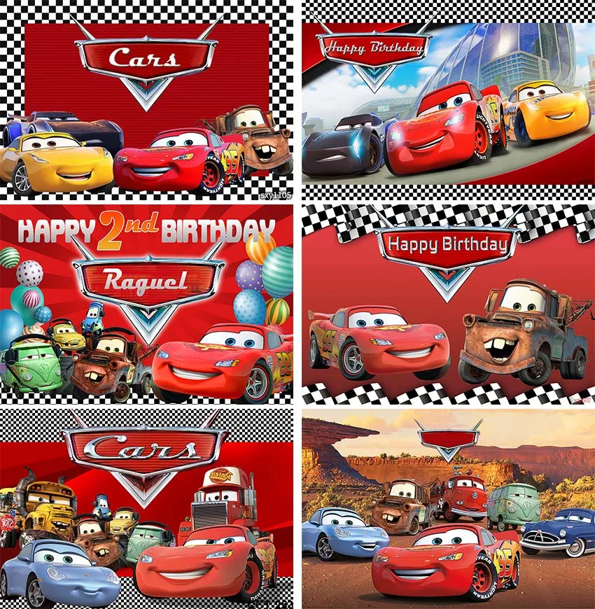 

Disney Car Race Photography Backdrops Customized Products Cartoon Birthday Backdrop Round Backdrop Child Background Photography