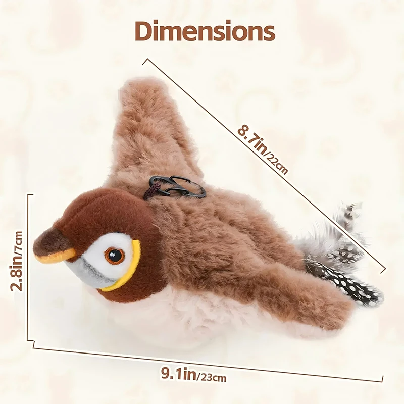 Cat Toys New Interactive Rechargeable Chirping Flapping Simulated Bird(no Flying)  for Indoor Cats Touch Activated Plush Toys