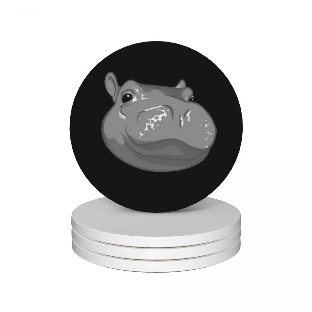 Hippo Fiona Cincinnati Zoo (black) Ceramic Coasters (Set of 4) ceramic set Creative custom Coasters