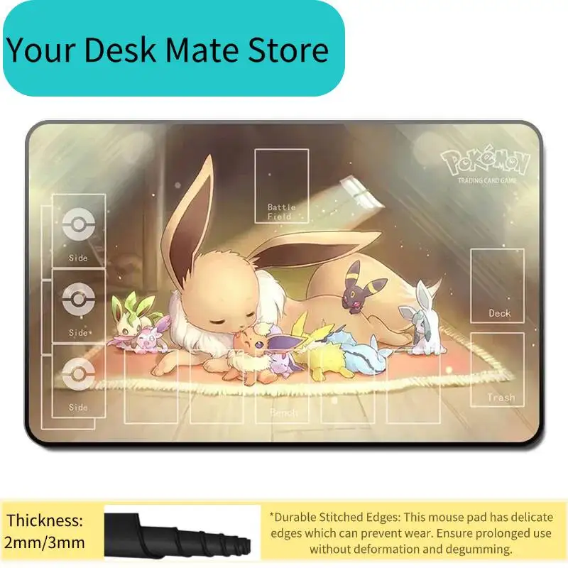 

Игровой коврик для карточной игры Pokemon Eevee & Eeveelutions TCG, противоскользящий коврик для коллекционных карточных игр