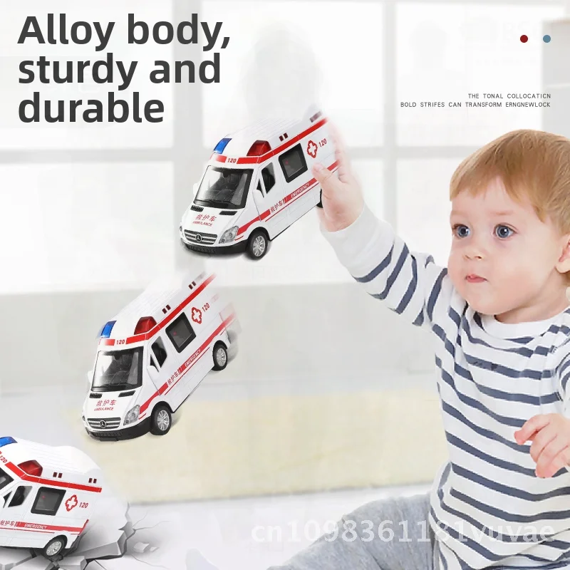 Legering politieautomodel met meerdere deuren en geluid en licht Simulatie voor kinderen Reddingsspeelgoedautoornament Trekfunctie aan