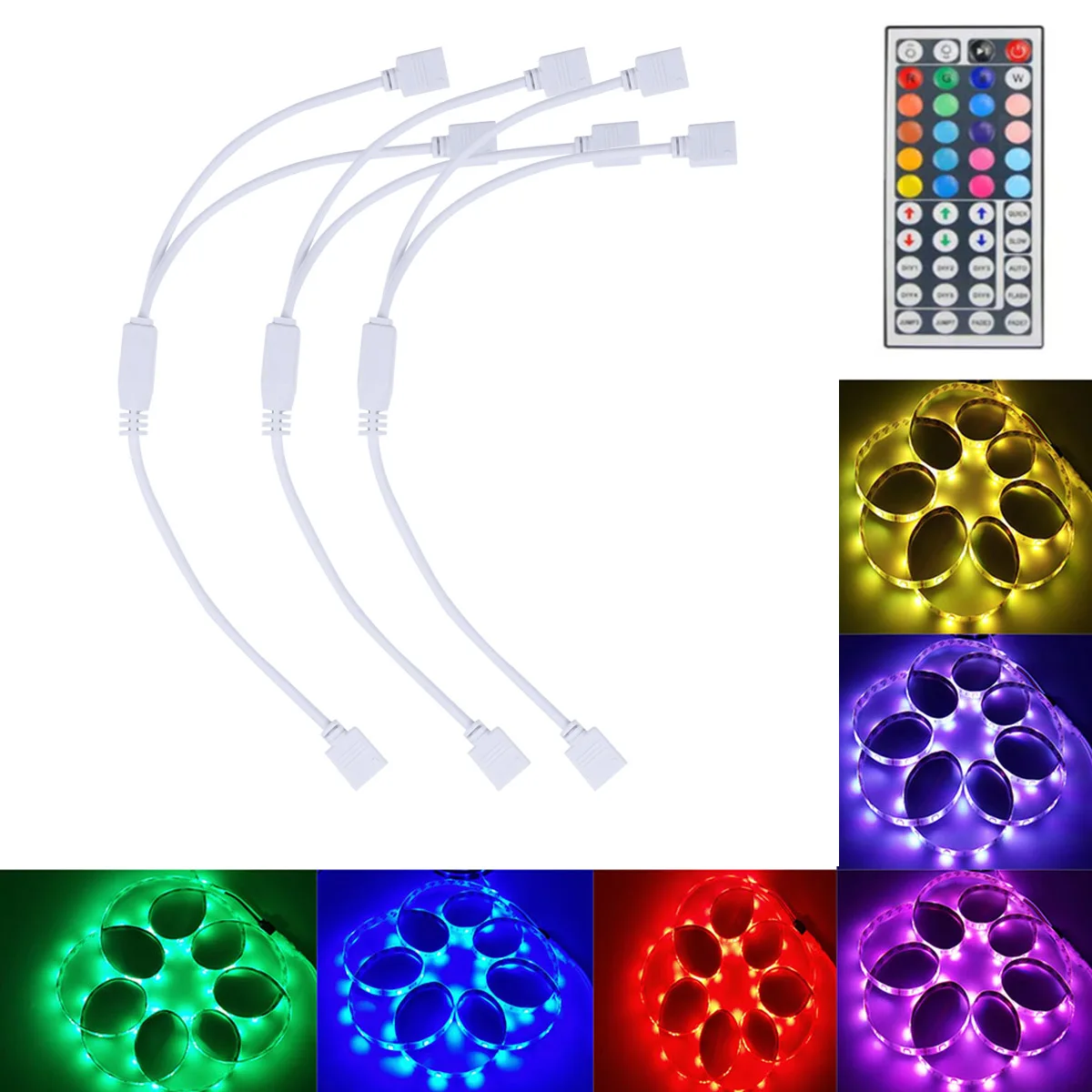 

3pcs LED Light Strip Connection Cable Pin Header Connector Kit Easy Install Weld Free for RGB LED Strip Decorative Lighting