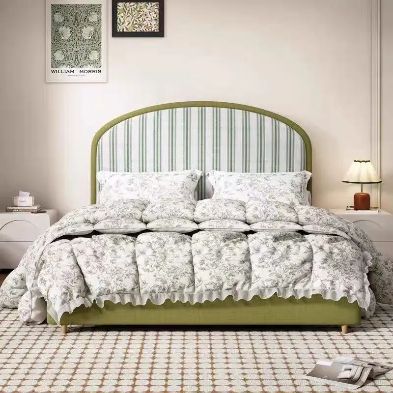 HYS light luxury retro soft bag bed double bed French master bedroom double bed modern simple flush
