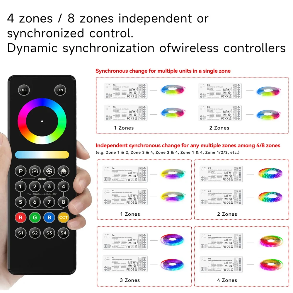 LTECH Single zone/4zone/8zone 2.4G RF LED Controller Dimmable programmable DIY Dimmer For DC 12V-48V DIM CT RGB RGBCW LED Strip