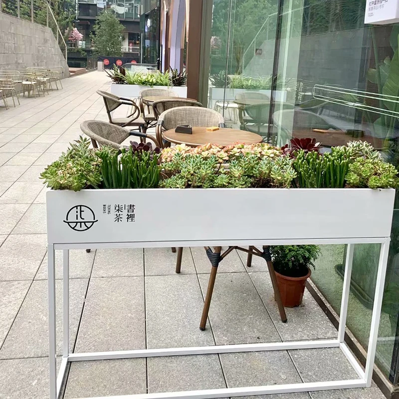 Customized outdoor wrought iron flower box, outer pendulum of the sales department of the commercial street