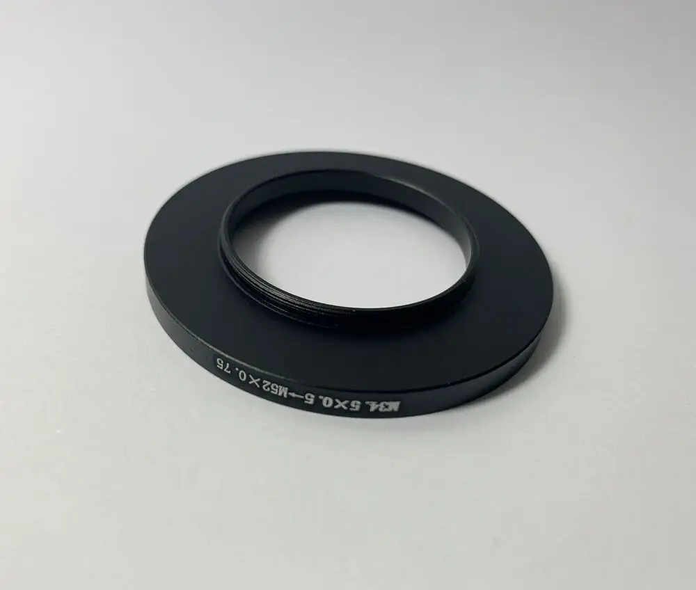 Adattatore filettato ProScope maschio M34.5x0.5 a femmina M52x0.75 per filtro M52 El-Nikkors
