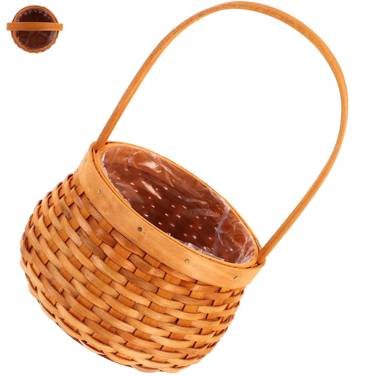 

Rustic Woven Baskets Portable Mini Handle Storage Baskets Small Gifts Wooden PE Material Basket Kids Toys