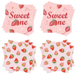 Sweet one Strawberry party napkins Strawberry print napkinBaby shower kids Sweet One Strawberry Birthday party Decoration napkin