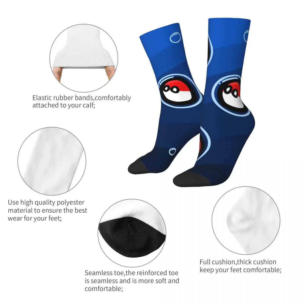 Autumn Winter Fashion Unisex Cartoon Countryball Socks Non-slip Middle Tube Socks