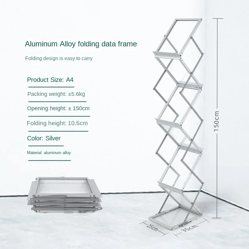 

Aluminum Alloy Exhibition Network Red Storage Folding Data Rack Landingspapers and Periodicals Publicity Display Rack